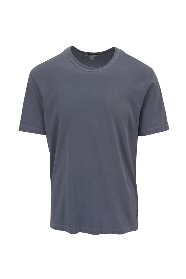Tシャツ・カットソー JAMES PERSE Men T Shirts IMLJ3311DEE Blue James Perse - Deep Blue Cotton Crewneck T-Shirt | Mitchell