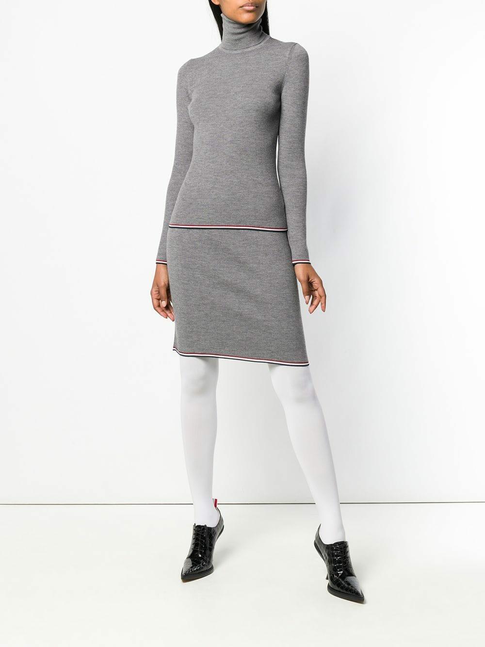 Thom Browne - Charcoal Gray Ribbed Wool Contrast Trim Turtleneck