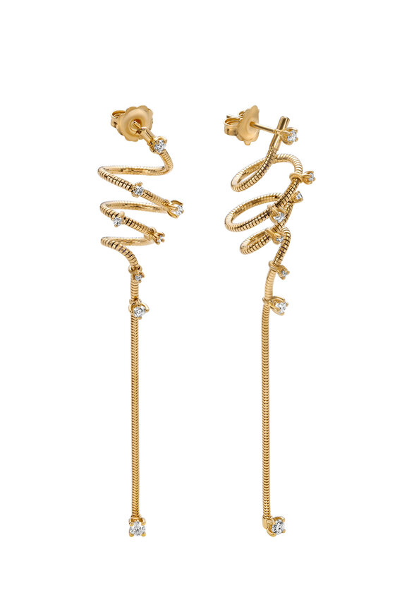 Mattia Cielo 18k Yellow Gold Diamond Long Earring