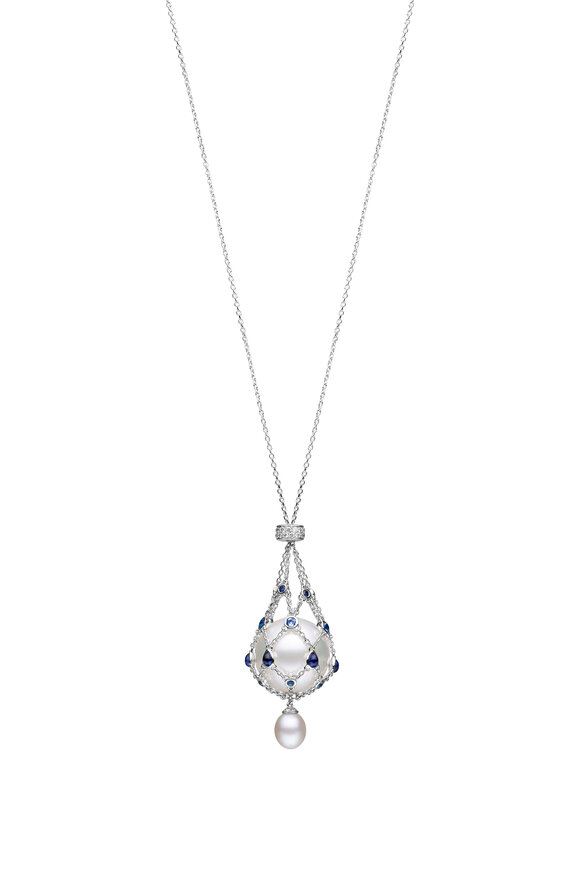 Paspaley Blue Sapphire Lavalier Pearl Necklace