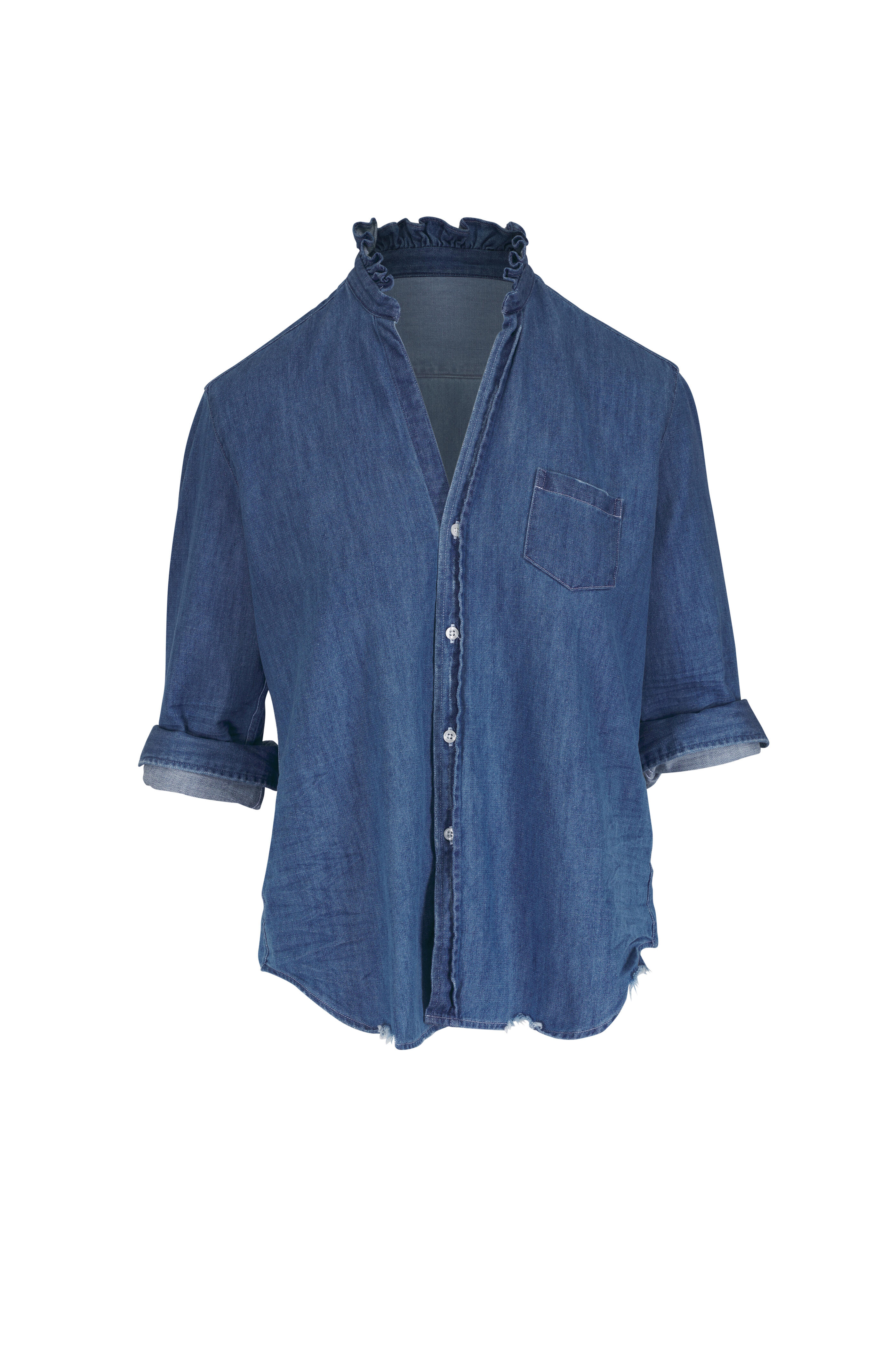 トップス blueblue Frank&Eileen 723766B6 Frank & Eileen - Eileen Ruffle Collar Denim Button Down