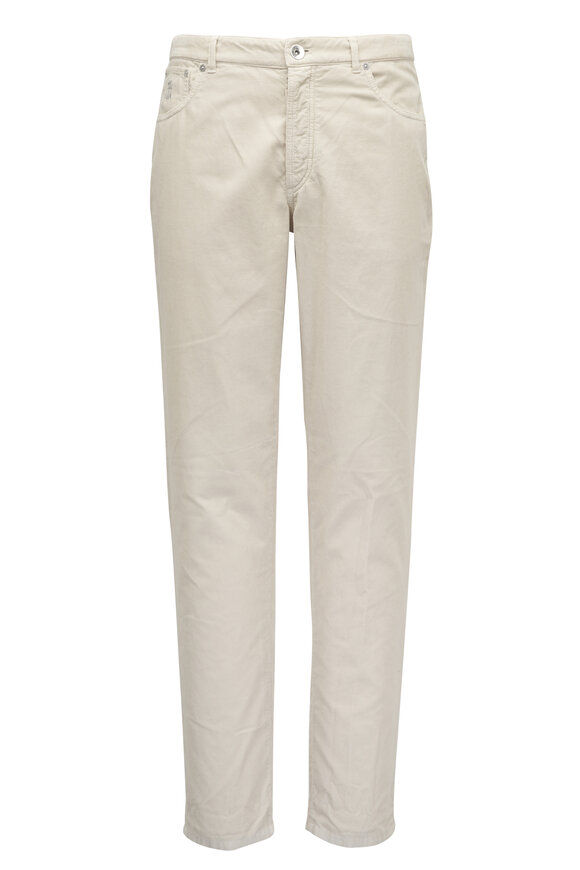 Brunello Cucinelli Off White Corduroy Five Pocket Pant