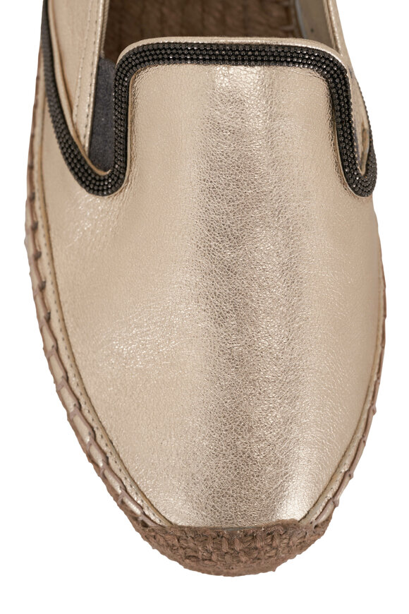 Brunello Cucinelli - Platino Metallic Espadrille Flat 