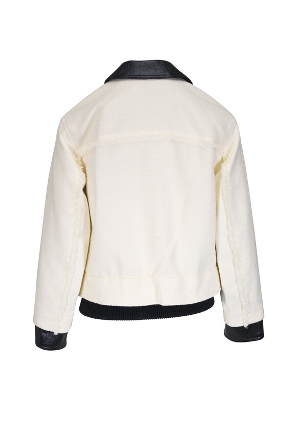 3.1 Phillip Lim - Ivory & Black Hybrid Tweet Moto Jacket