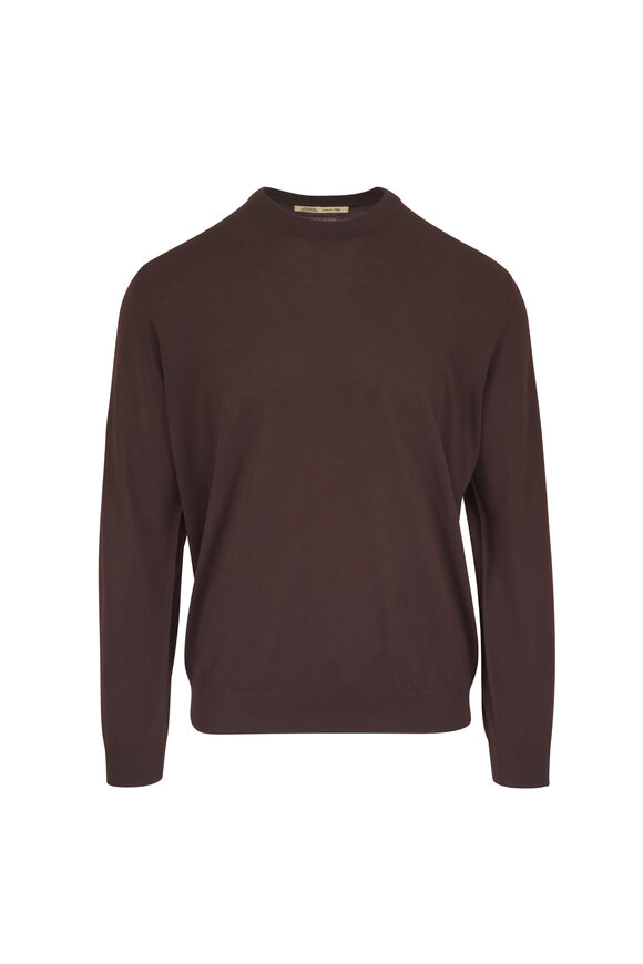 Maurizio Baldassari Como Brown Wool Crewneck Sweater - view 1