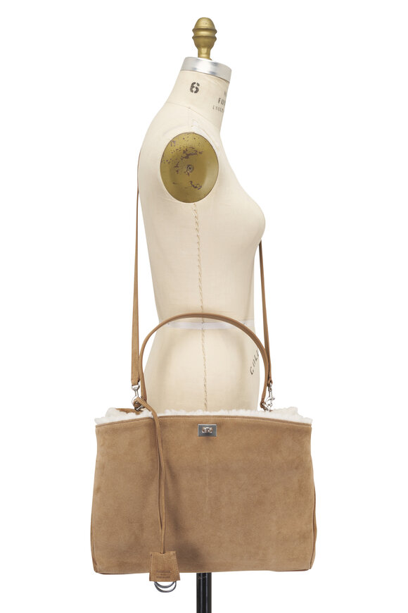 Balenciaga Medium Rodeo Noce Suede & Fleece Top Handle Bag - view 6