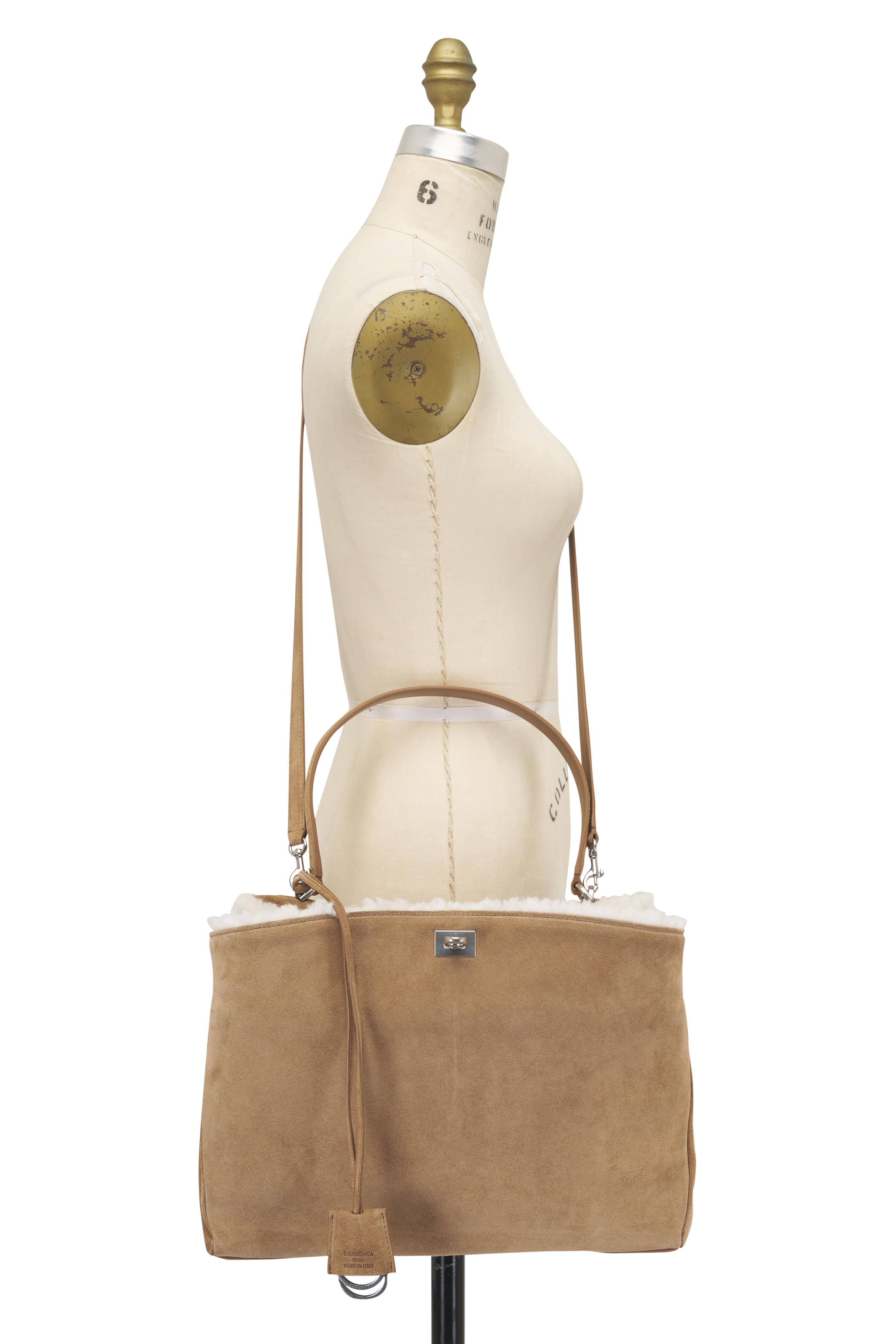 Balenciaga - Medium Rodeo Noce Suede & Fleece Top Handle Bag