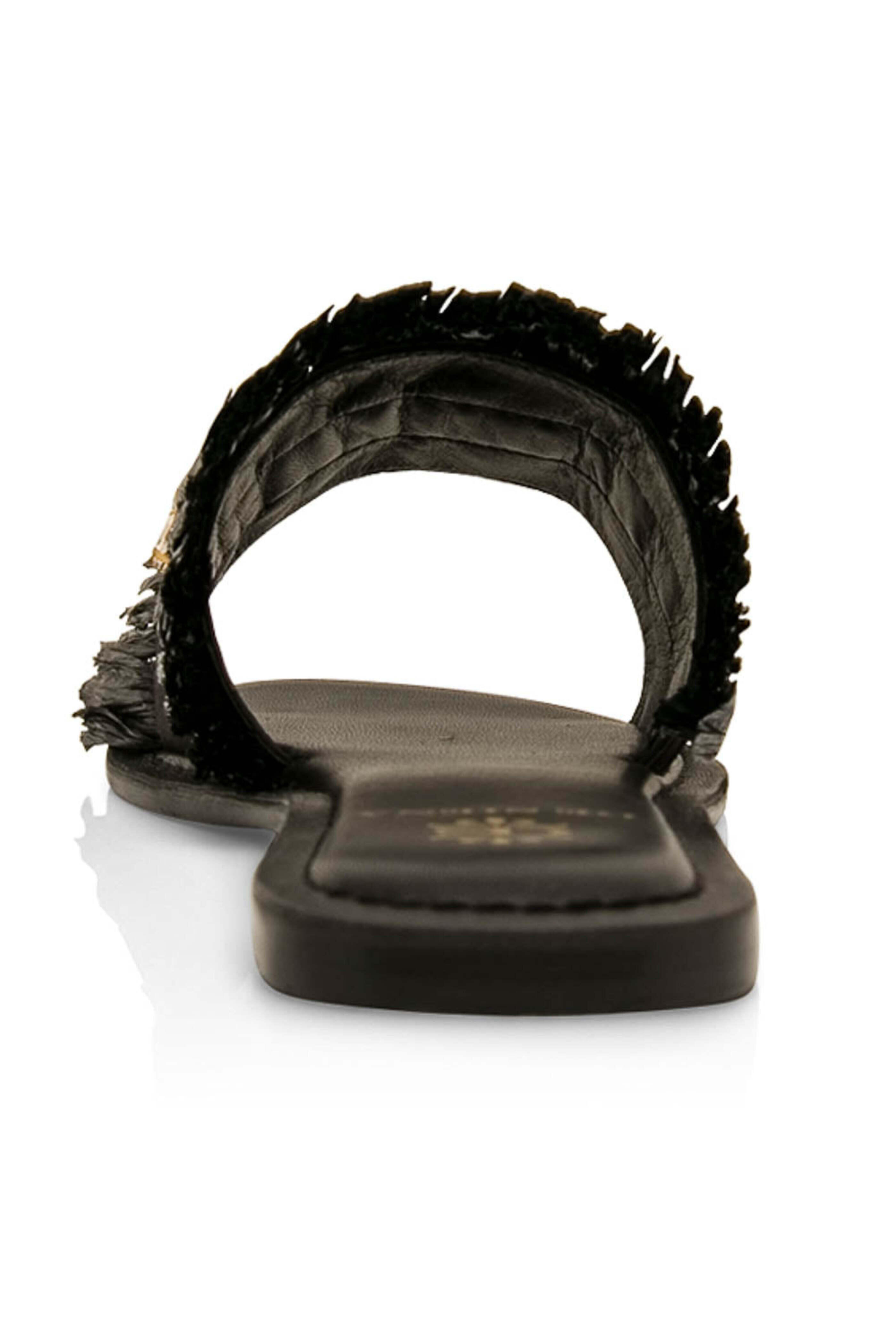 De Siena - Mamia Black Raffia Encrusted Mule