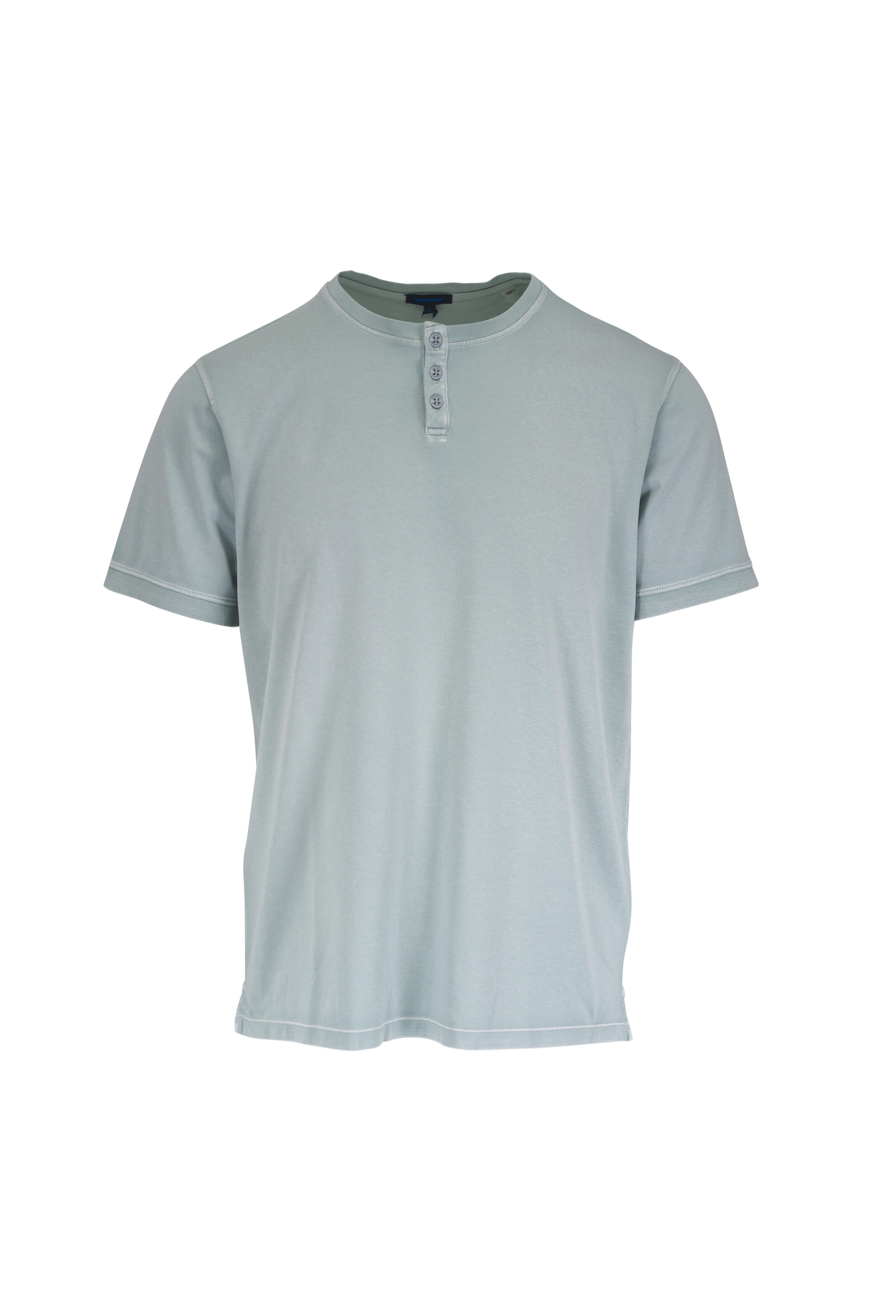 Patrick Assaraf - Faded Green Short Sleeve Henley - view 1