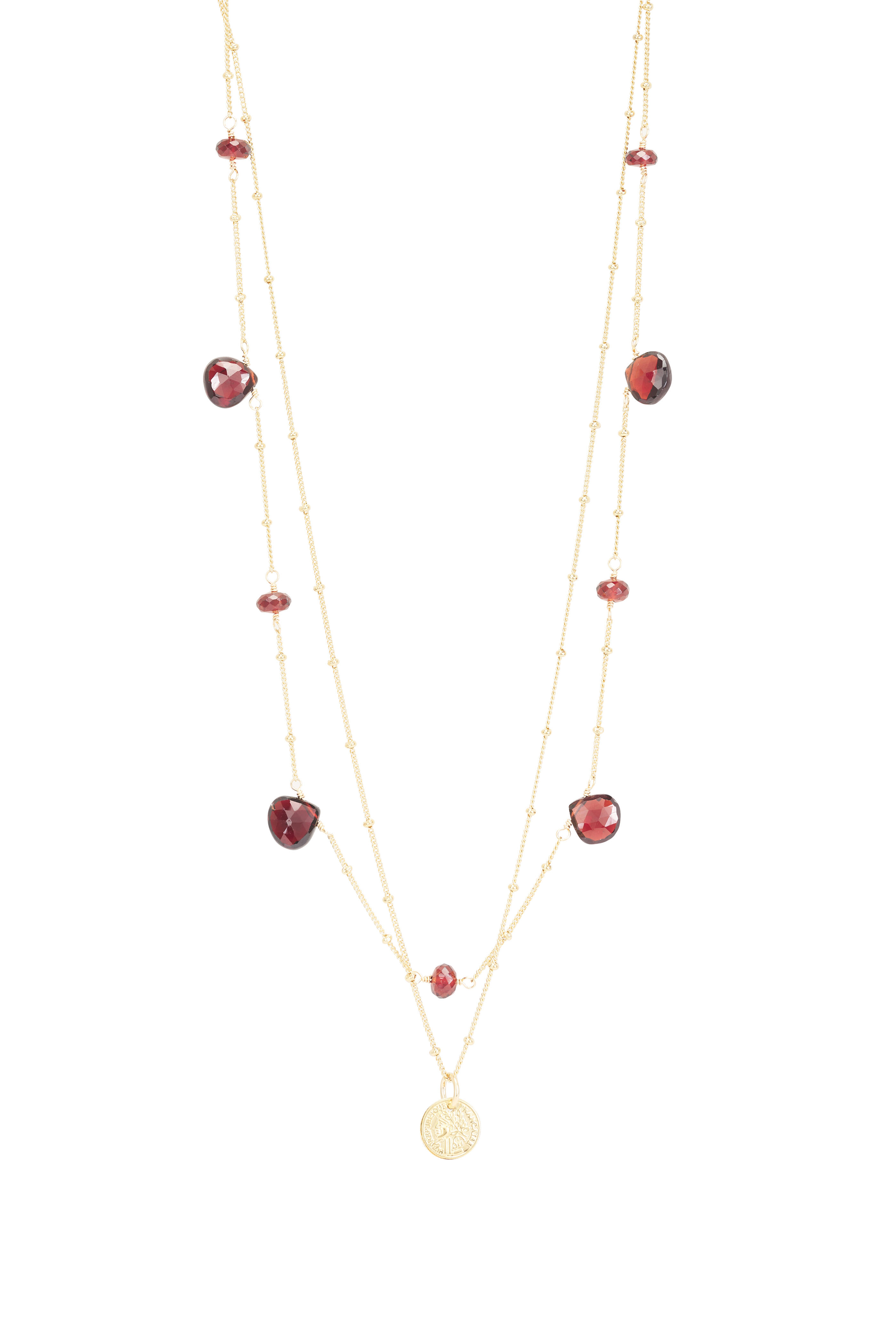 Cristina V. - Delicate Maroon Garnet Disc Necklace