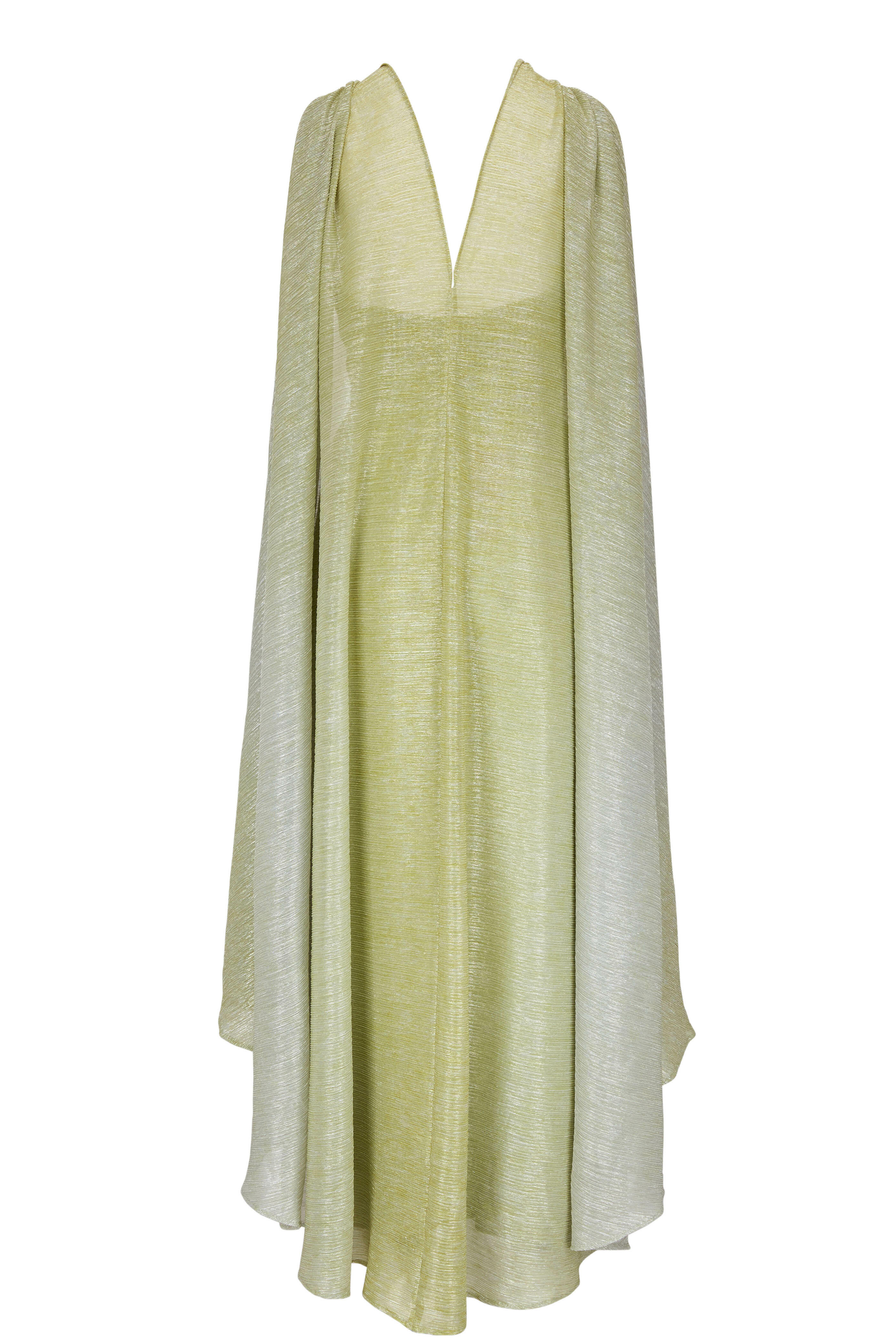 Talbot Runhof - Lime Green Shimmer Cape Jumpsuit
