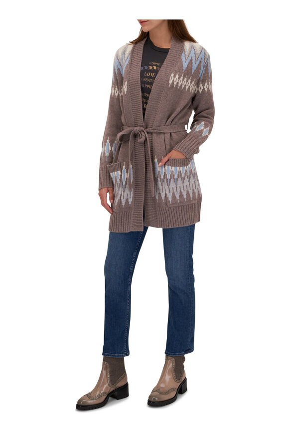 Kinross - Alpine Seal Multi Cashmere Belted Cardigan 