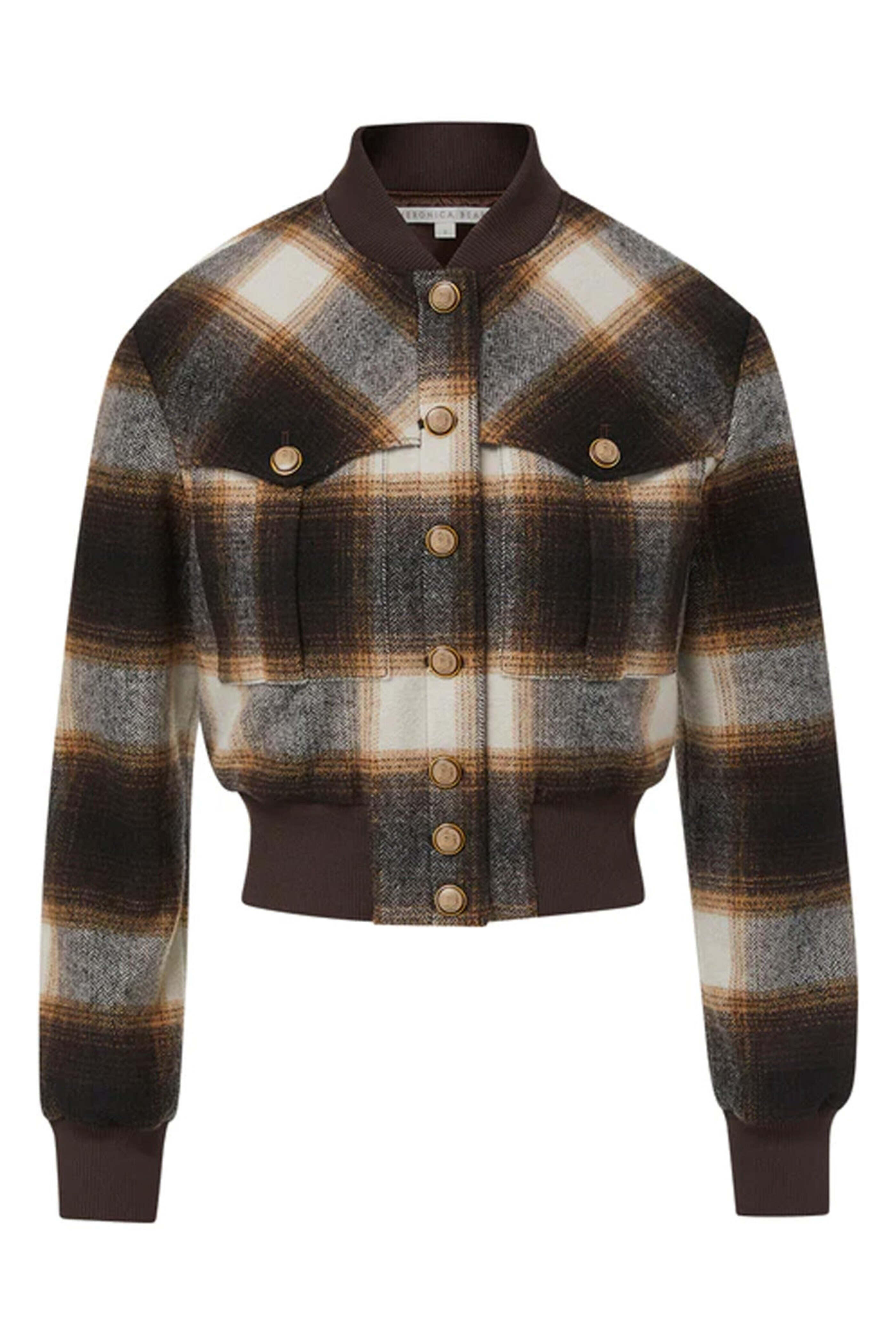 Veronica Beard - Brown Stanley Plaid Bomber Jacket