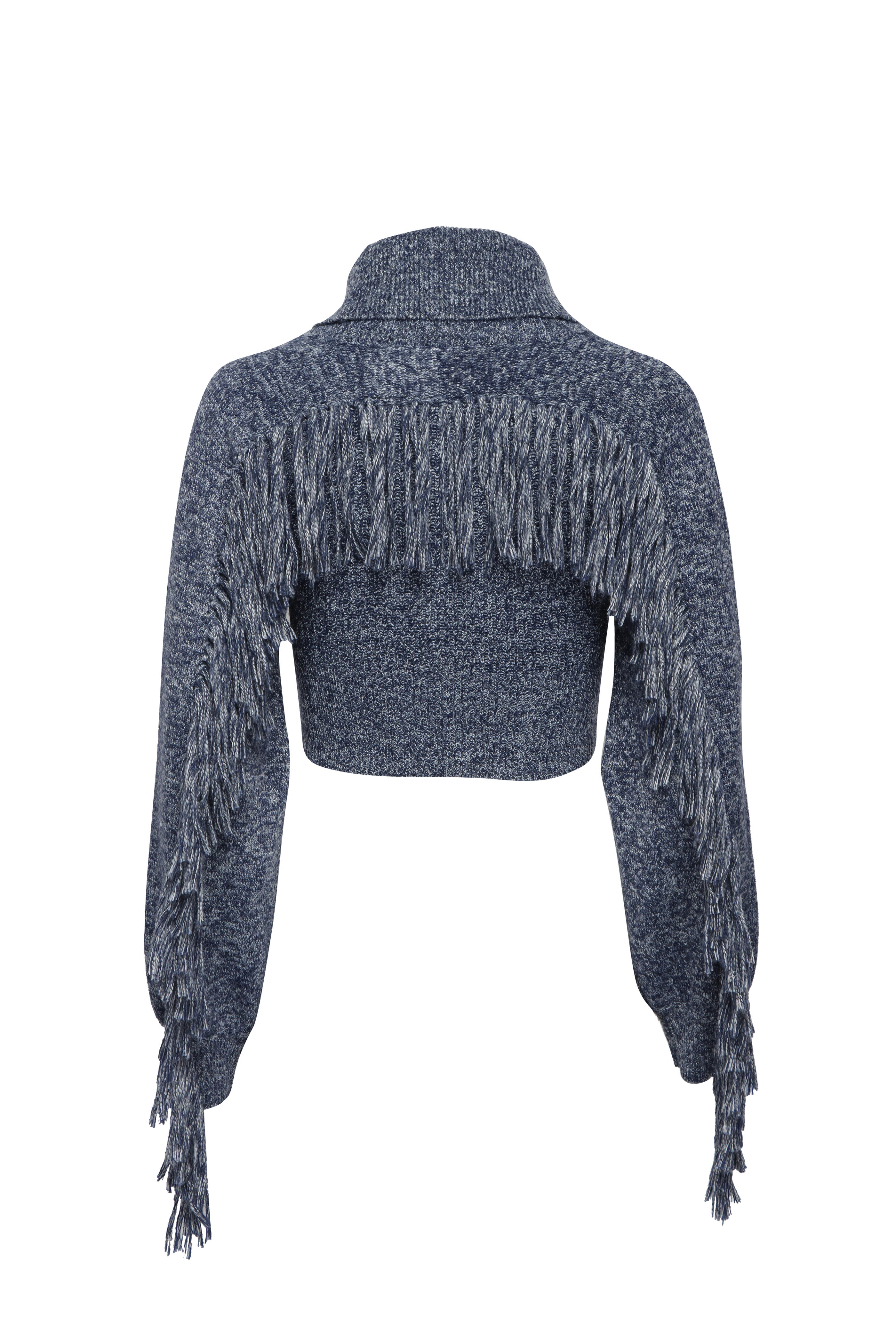L'Agence - Maddison Denim Blue Fringe Turtleneck