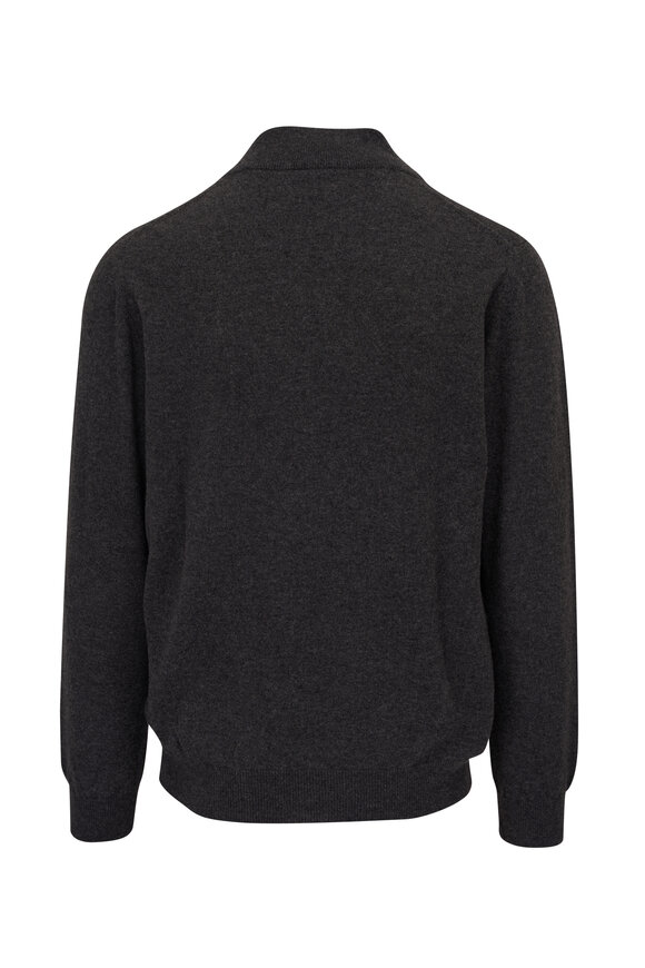 Kiton - Charcoal Gray Cashmere Quarter Zip Pullover