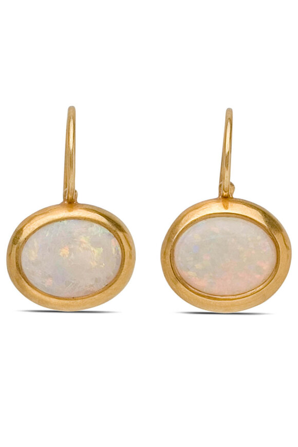 Darlene De Sedle Small Oval Cabochon Crystal Opal Earrings - view 1