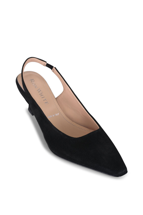 Ron White Bryne Black Onyx Suede Slingback Wedge Pump, 50mm - view 1