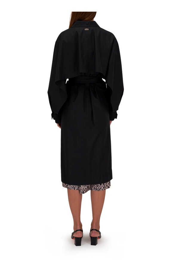 Agnona - Black Technical Silk Trench Coat 