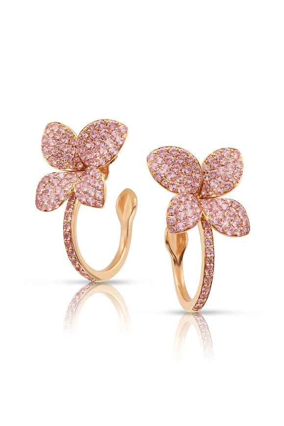 Pasquale Bruni 18k Rose Gold Pink Sapphire Petite Garden Hoops