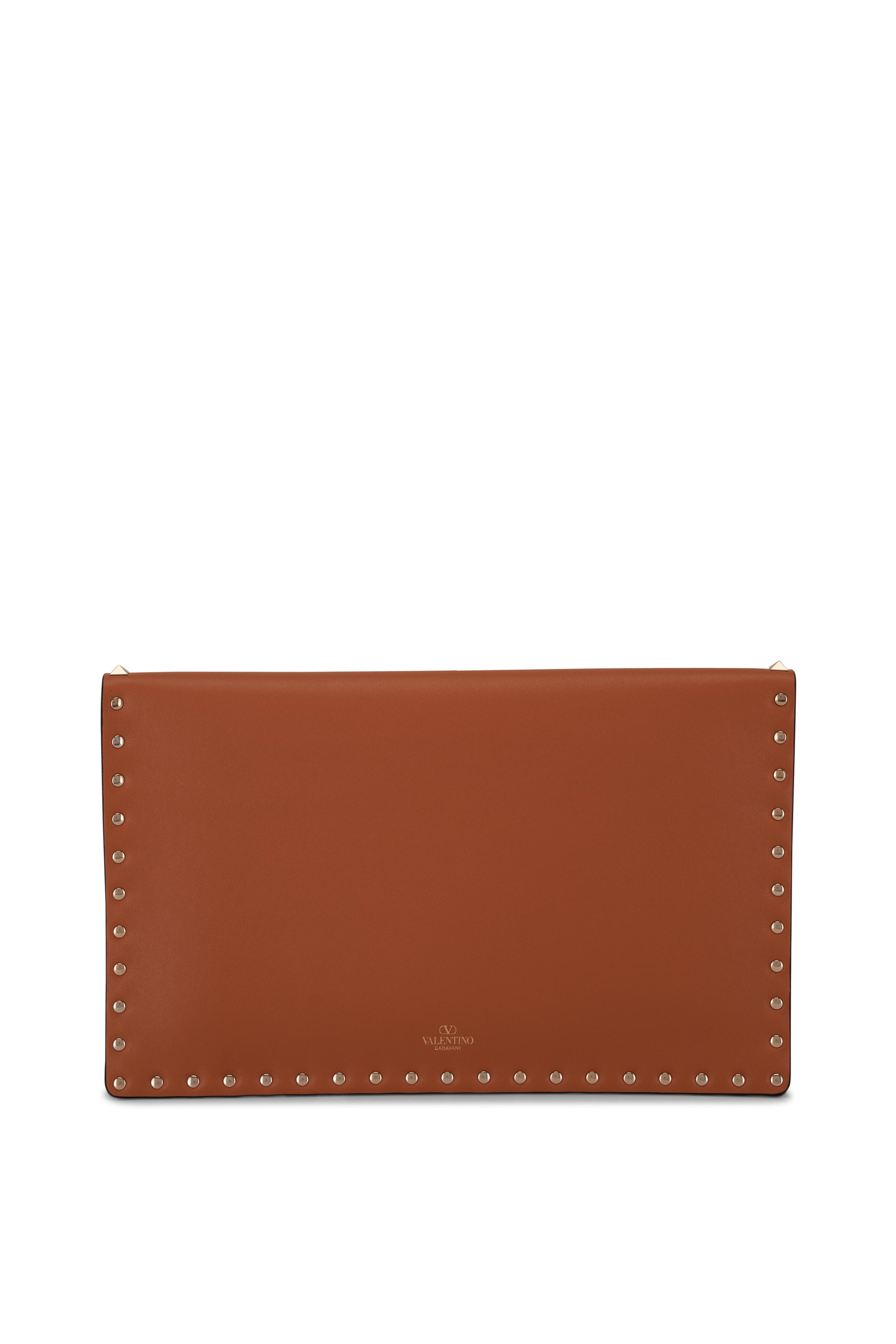 Valentino Garavani - Natural Almond Rockstud Raffia Clutch