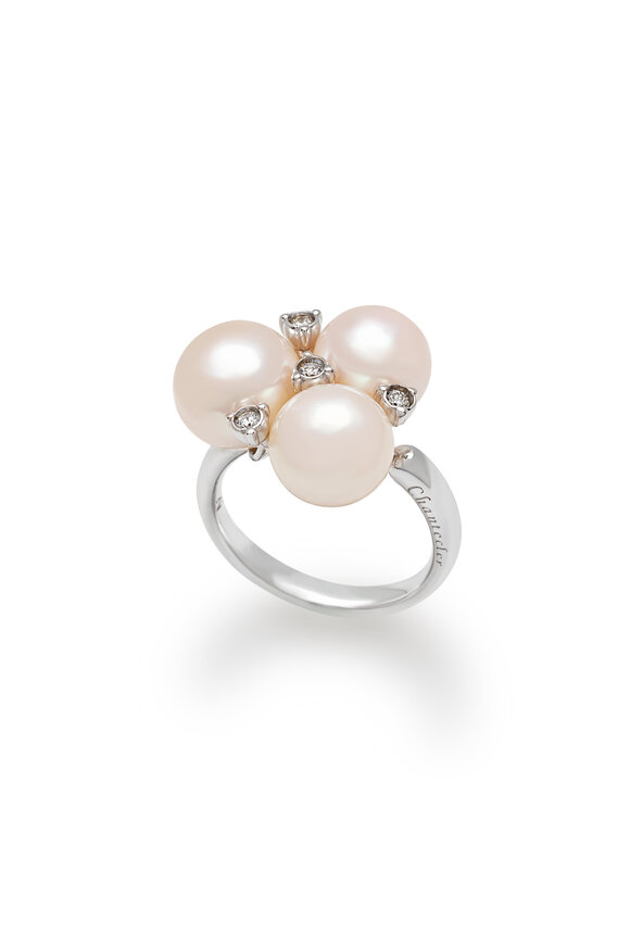 Chantecler 18k White Gold Pearl & Diamond Cluster Ring