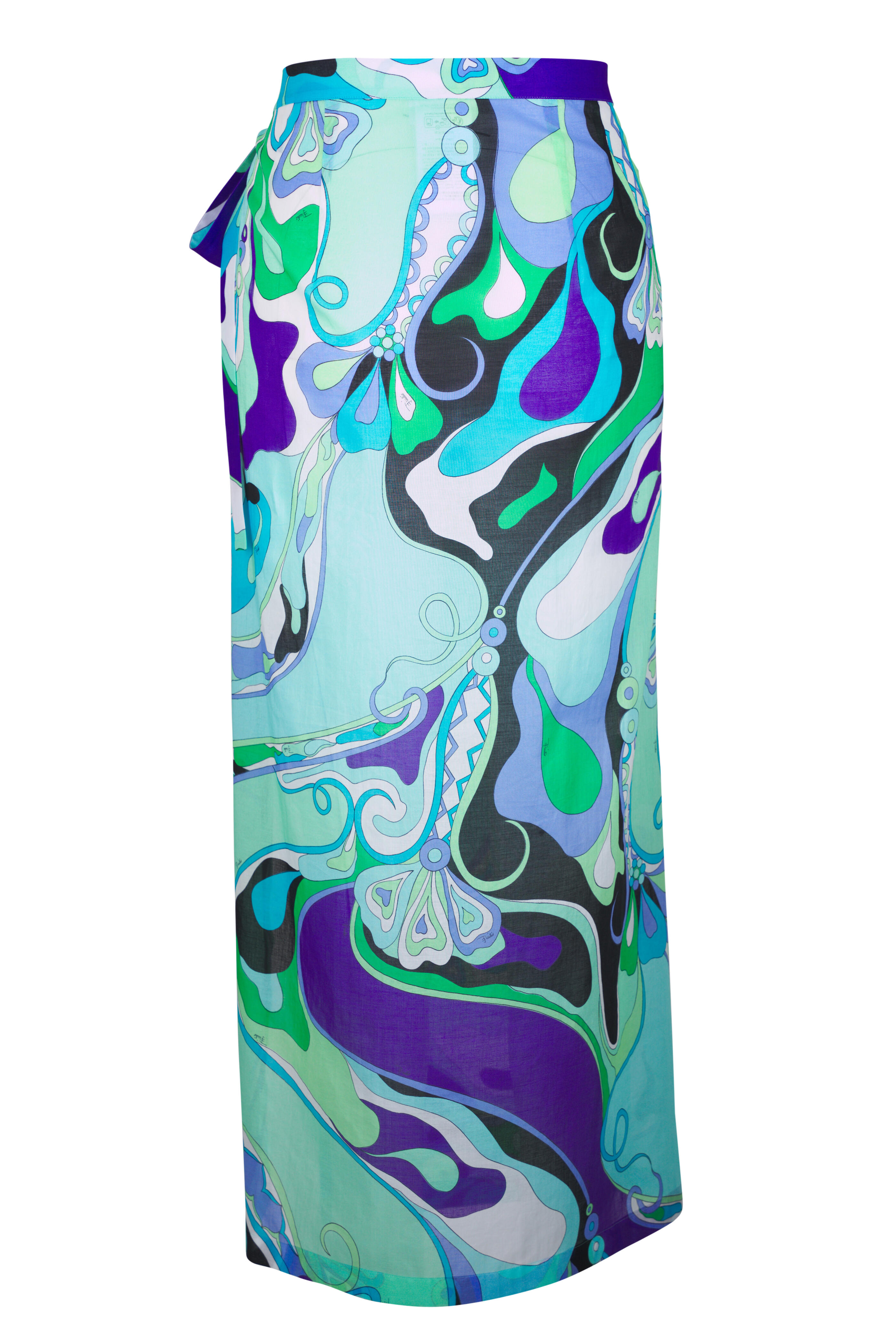 Pucci - Green & Lilac Print Cotton Muslin Wrap Sarong