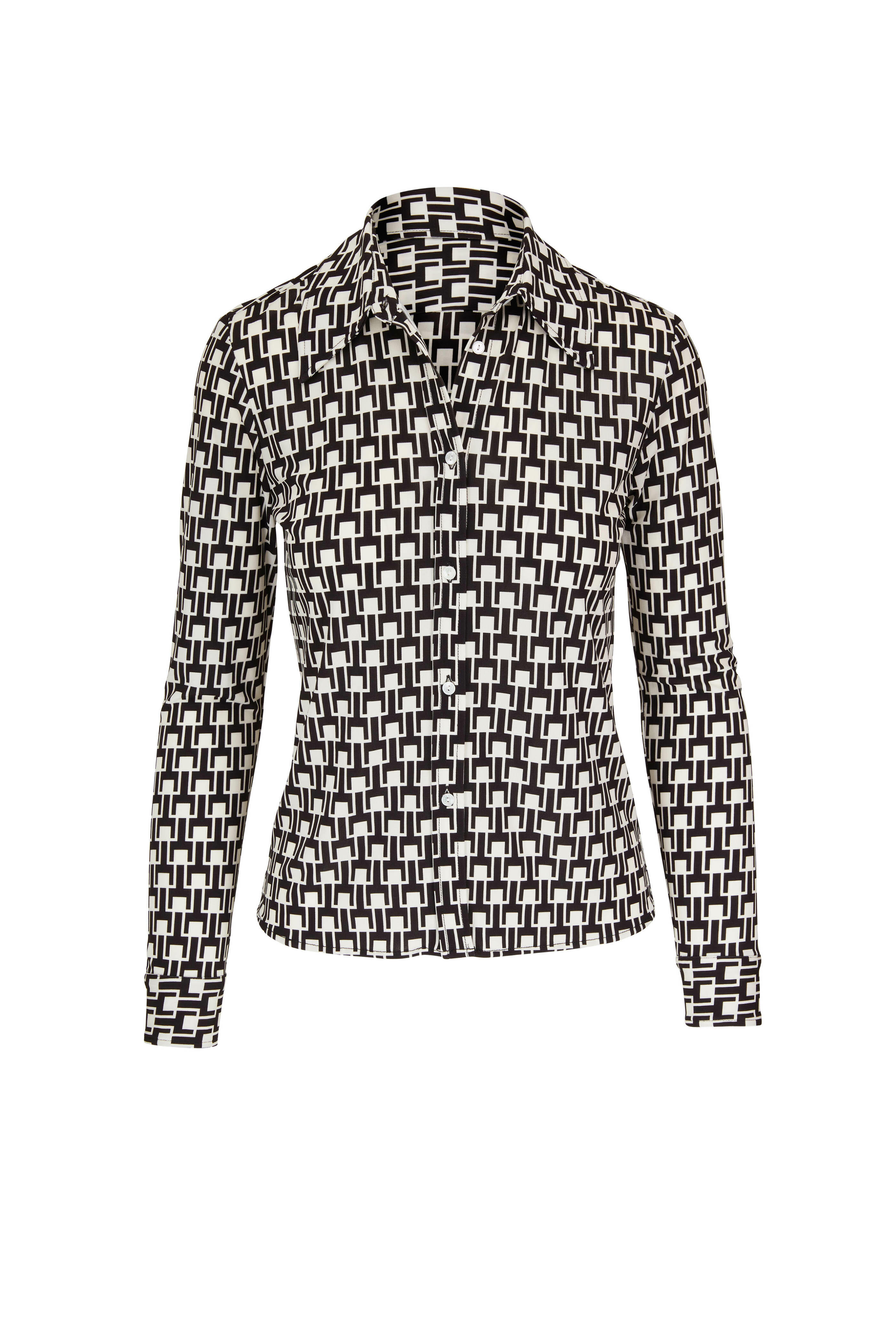 Nili Lotan - Celestine Black & Ivory Skyscraper Print Shirt