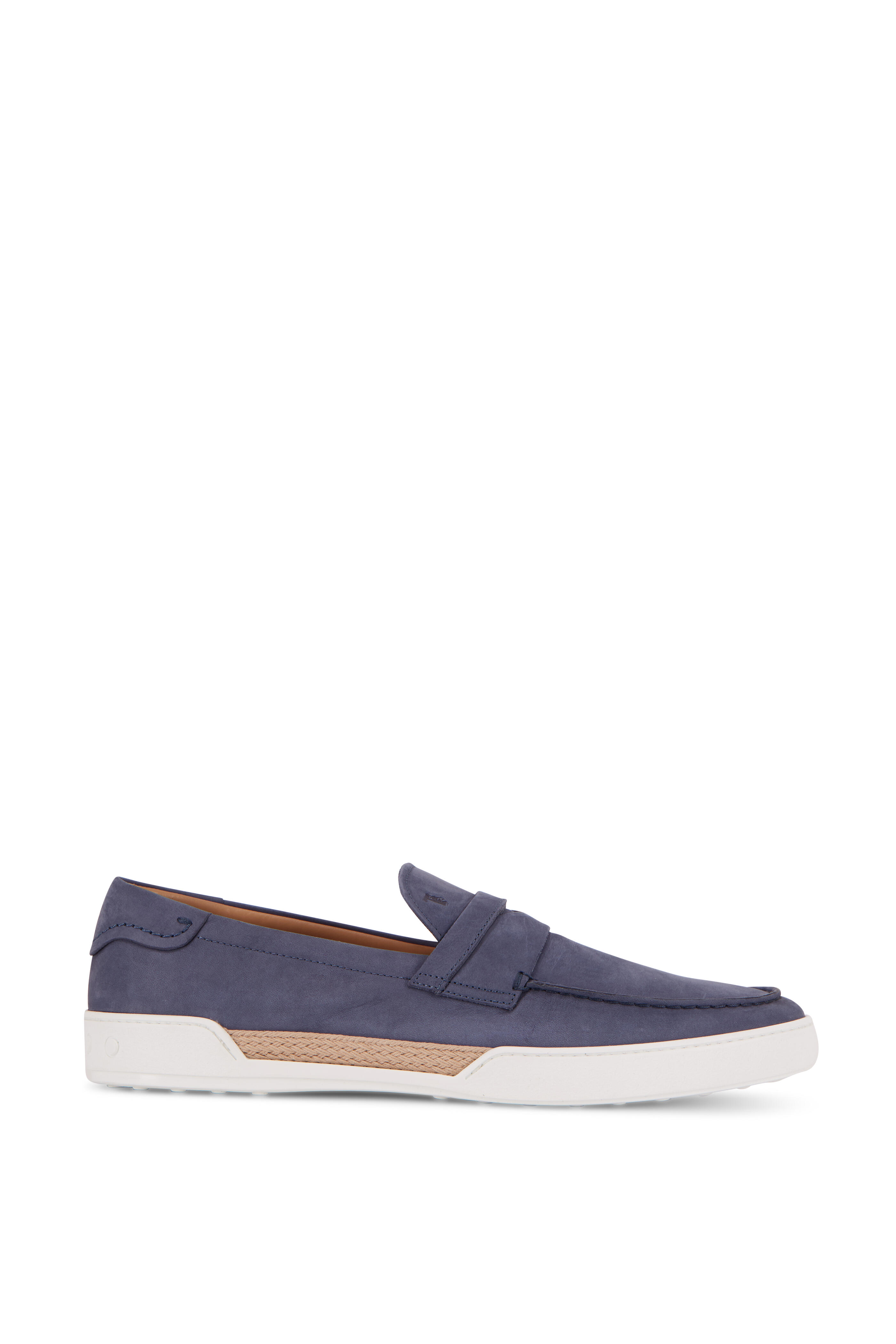 Tod's - Mocassino Light Blue Suede & Raffia Penny Loafer