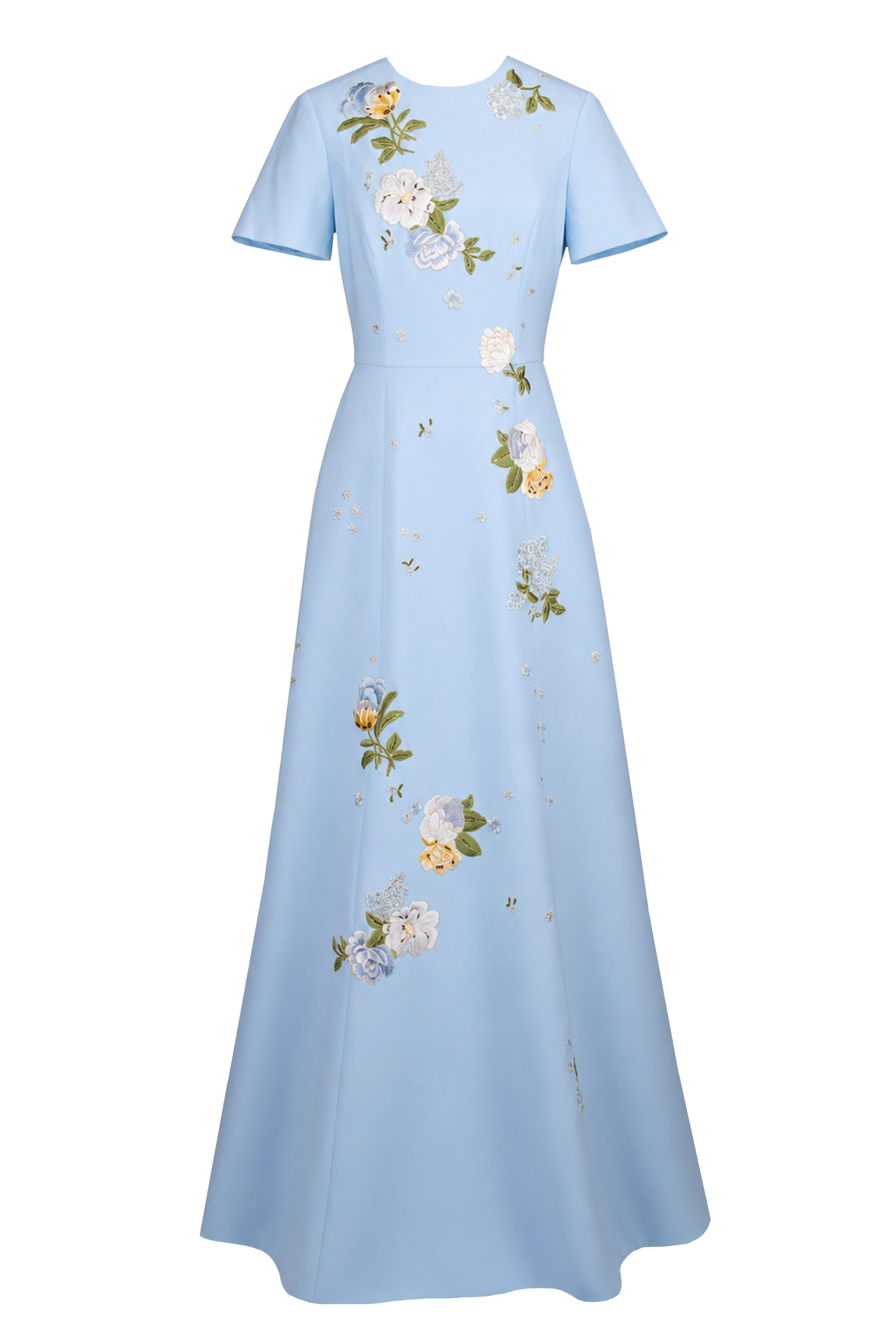 Carolina Herrera - Cloud Blue Embroidered Crepe Gown - view 1