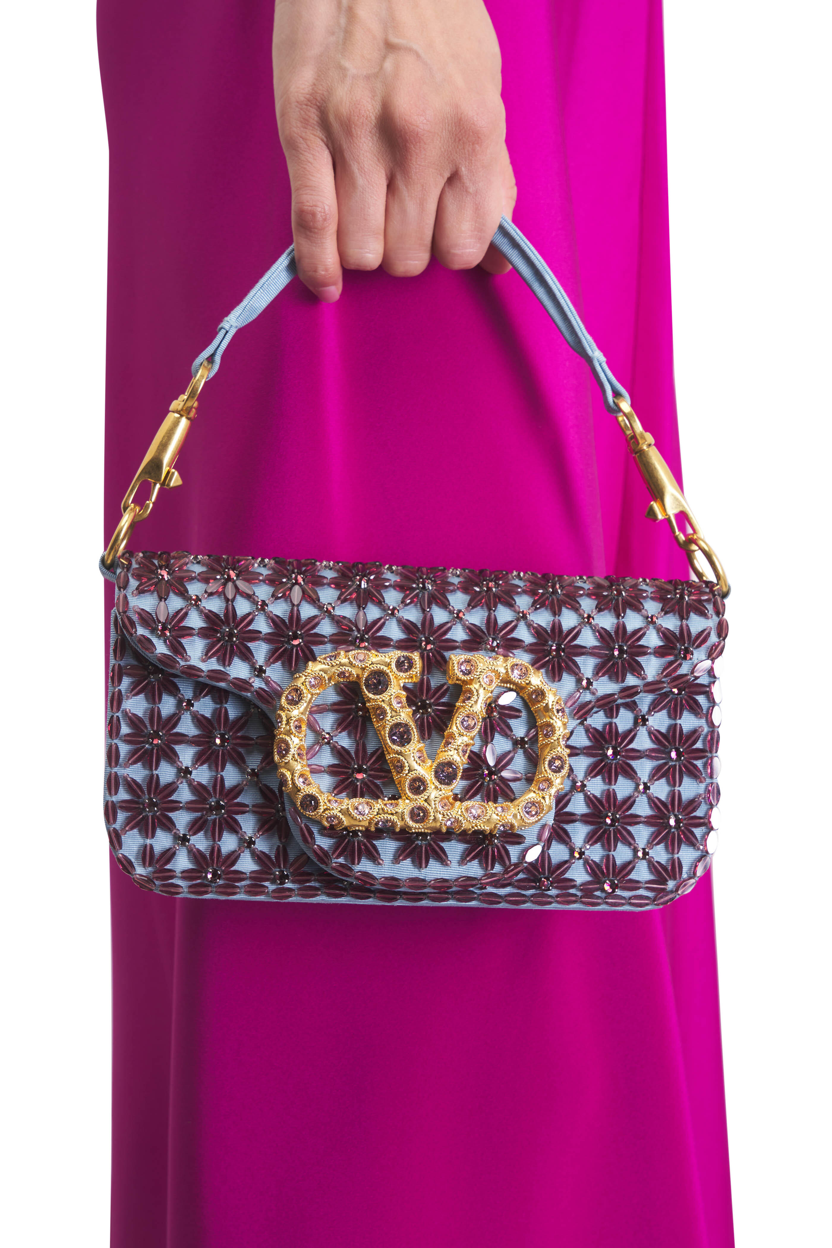 Valentino Garavani - Small Loco Amethyst & Cloudy Blue Embroidered Bag