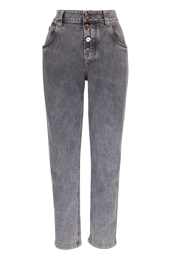 Brunello Cucinelli - Gray Washed Four Button Denim Pant 