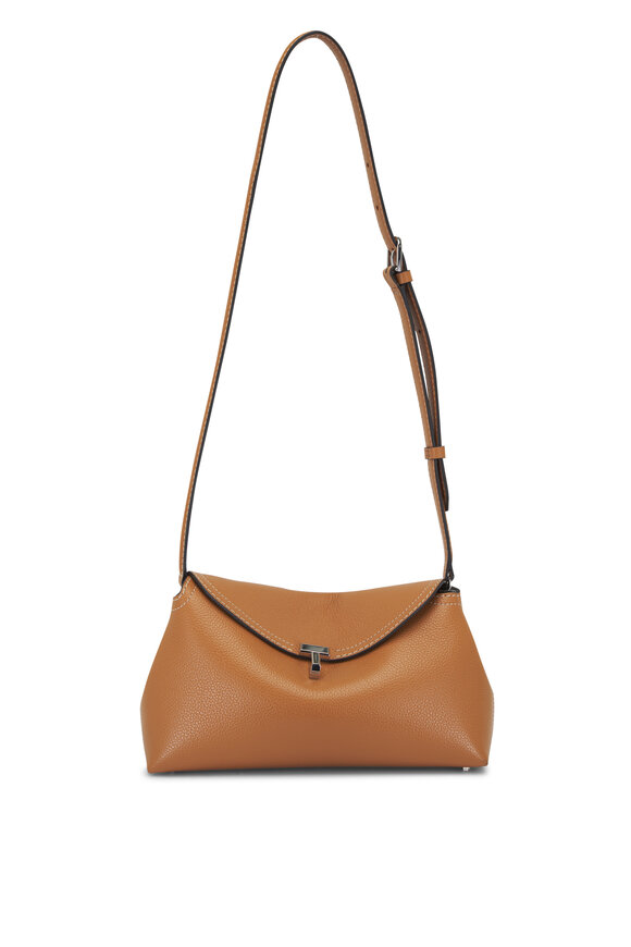 Totême T-Lock Tan Grain Leather Clutch