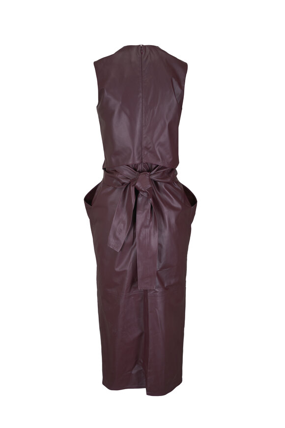 Altuzarra Tippi Burgundy Leather Draped Dress - view 2