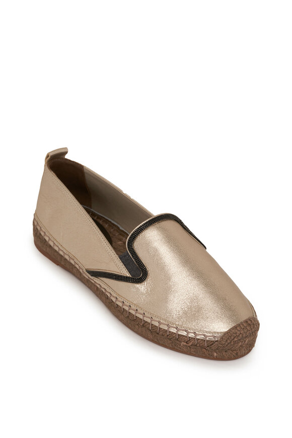 Brunello Cucinelli Platino Metallic Espadrille Flat 