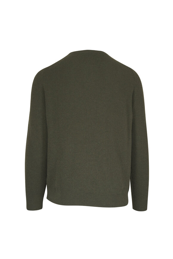 Maurizio Baldassari Forest Green Chevron Crewneck Sweater - view 2