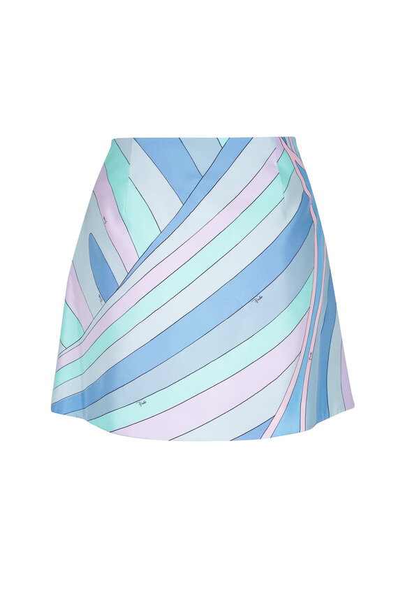 Pucci - Iride Print Pastel Multicolor Silk Twill Skirt