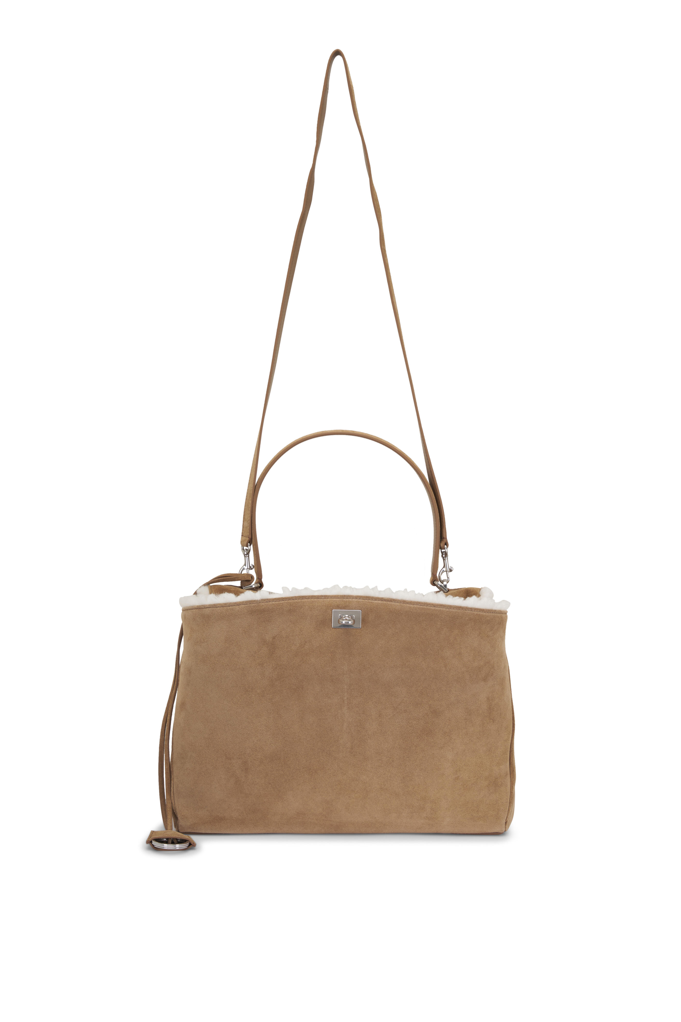 Balenciaga - Medium Rodeo Noce Suede & Fleece Top Handle Bag