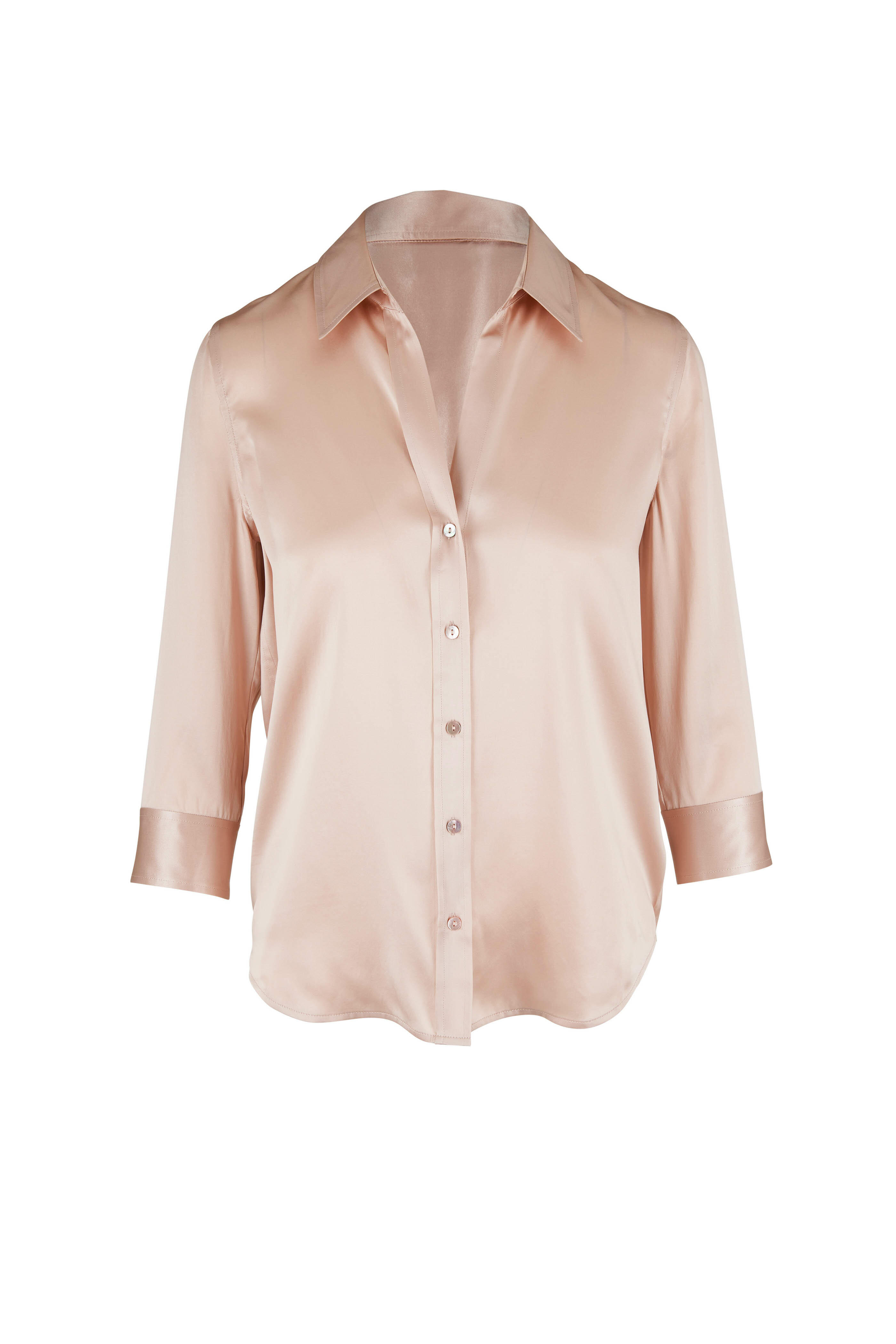 L’AGENCE Pink Silk Short Sleeve orders Blouse