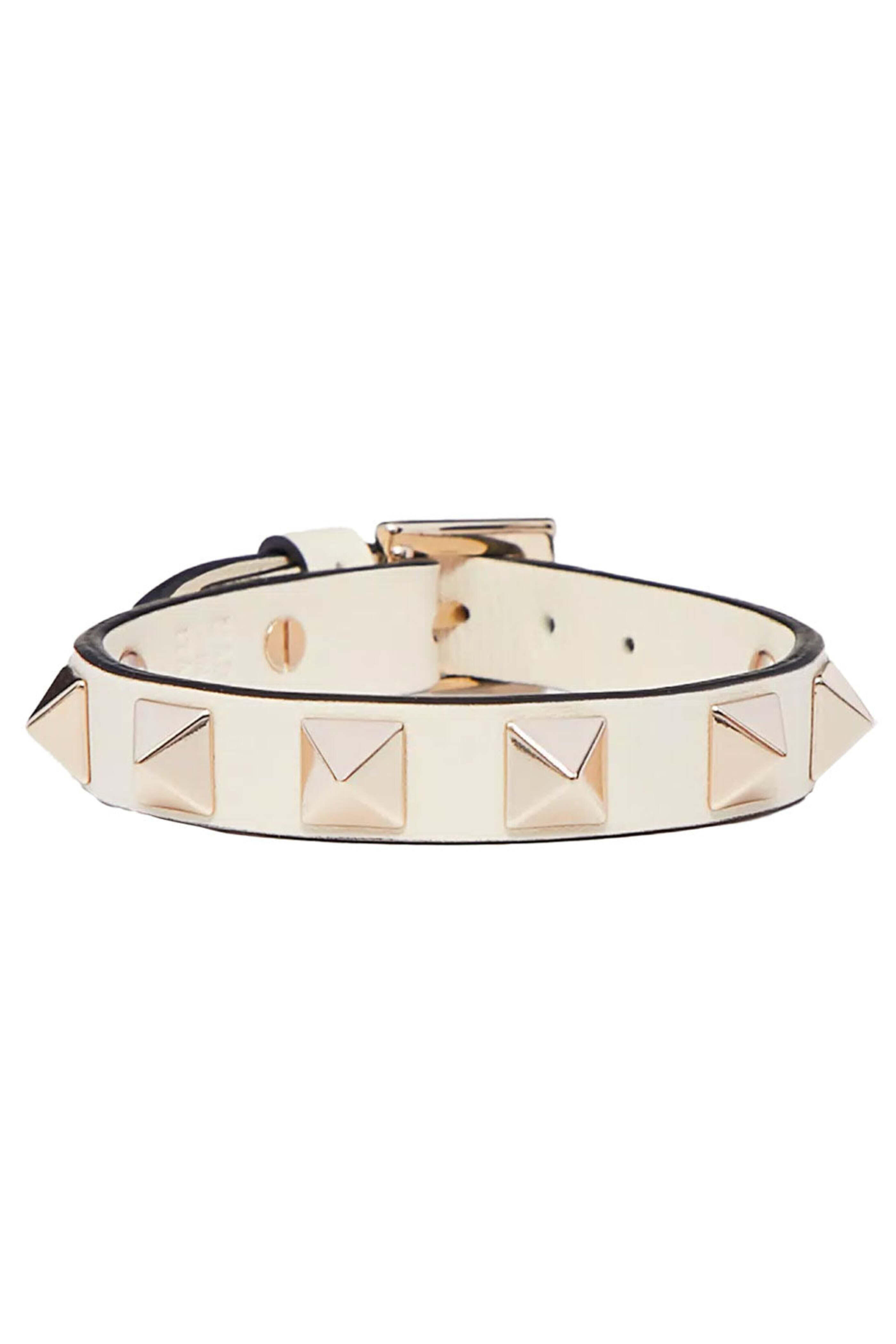 Valentino Garavani - Rockstud Leather Bracelet in Light Ivory