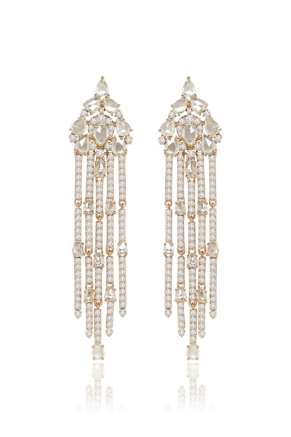 Sutra - Rose Gold Diamond Chandelier Earrings