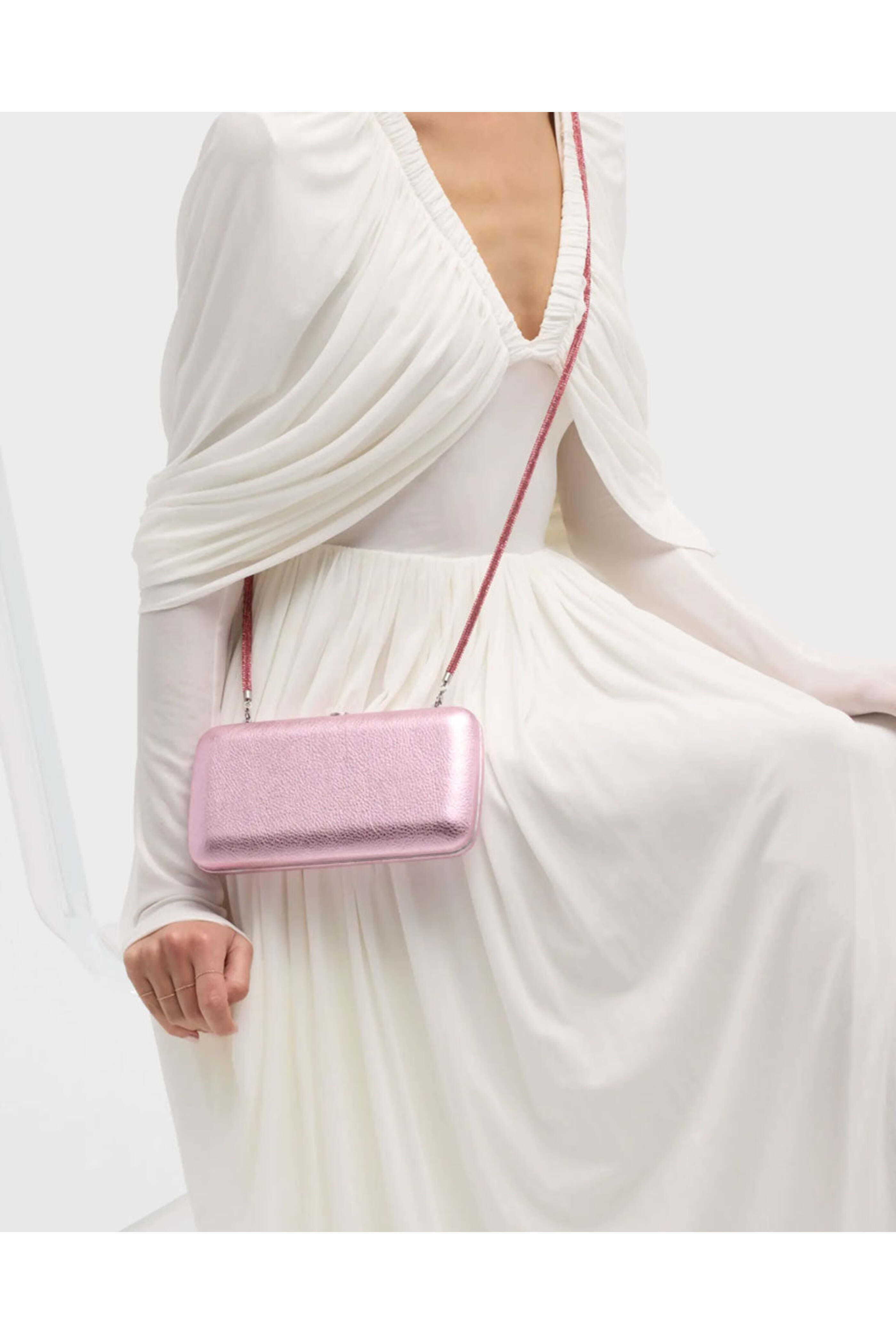 Jeffrey Levinson - Finley Leather Clutch in Pink Metallic