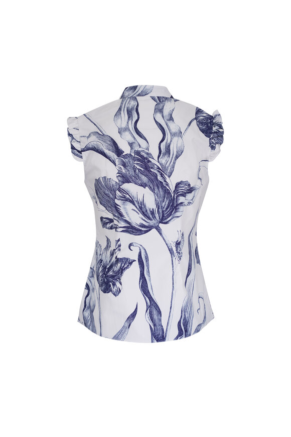 Erdem Blue Cotton Poplin Top - view 3