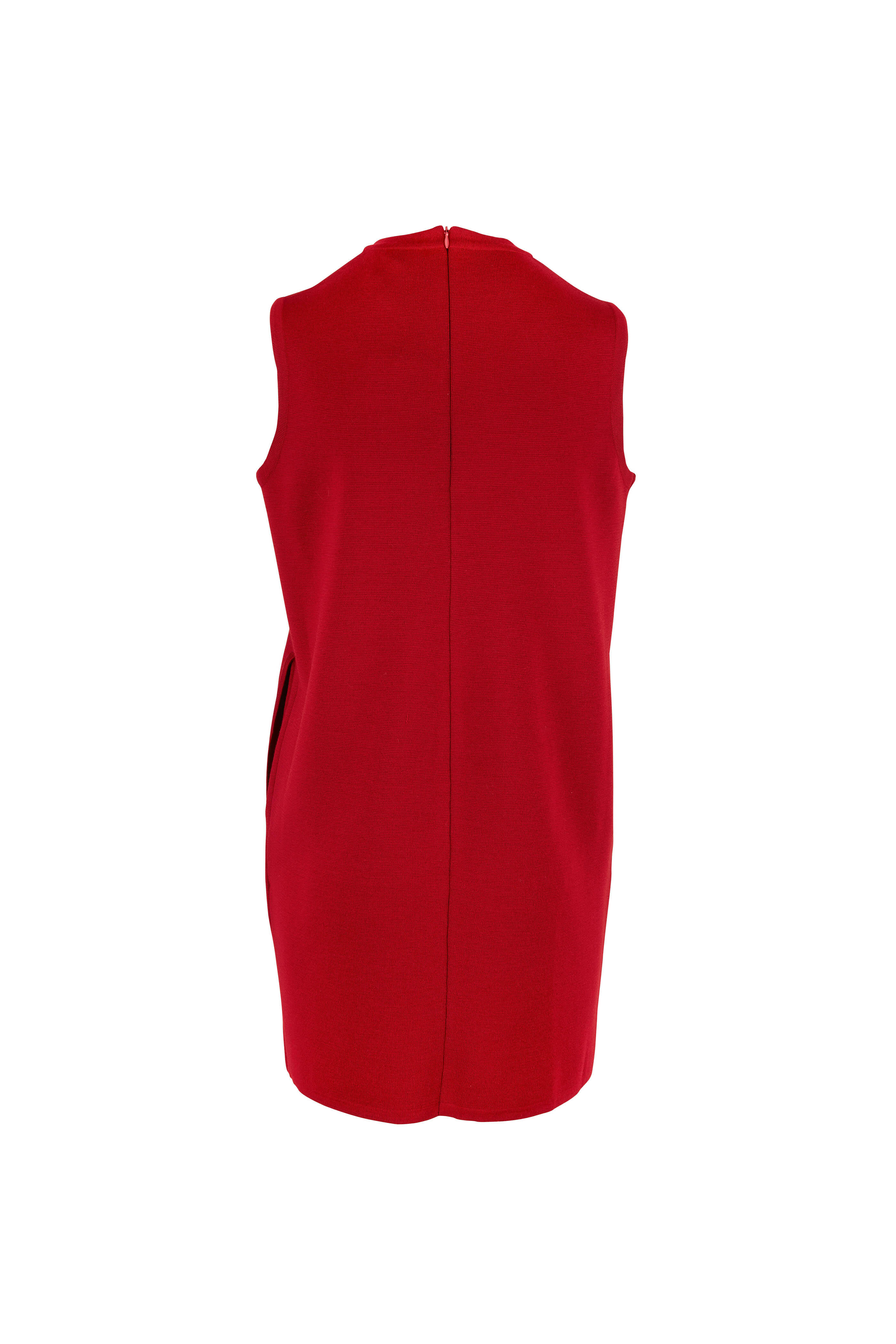 Max Mara - Red Wool Sleeveless Shift Dress