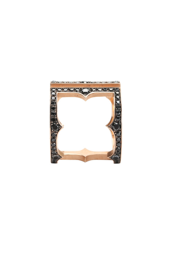 Sylva & Cie - 14K Rose Gold Black Diamond Cage Ring