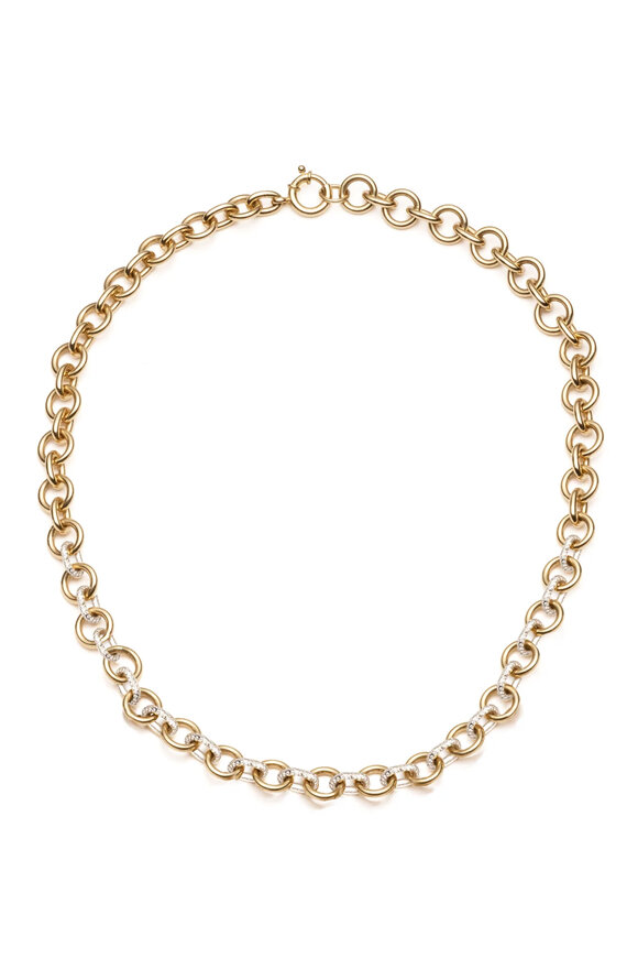 Foundrae - Midsize Mixed Link Pavé Heart Necklace