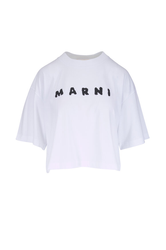 Marni Lily White Boxy Cropped T-Shirt - view 1