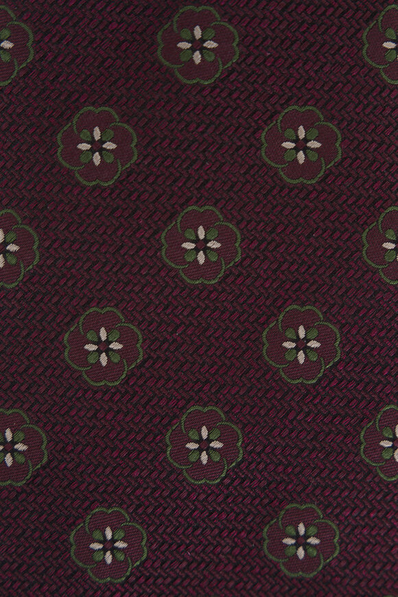 Isaia - Burgundy Floral Print Silk Necktie