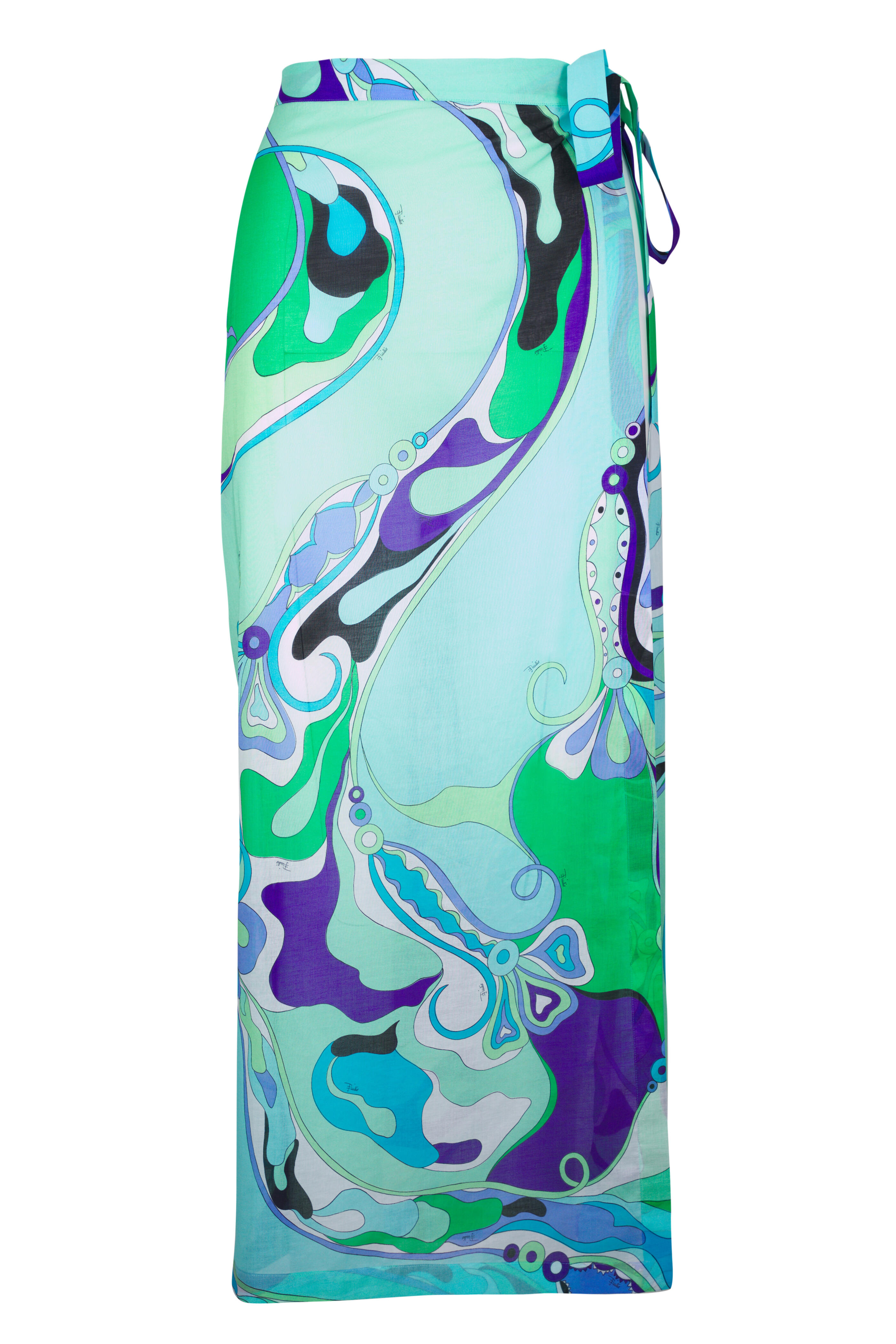 Pucci - Green & Lilac Print Cotton Muslin Wrap Sarong