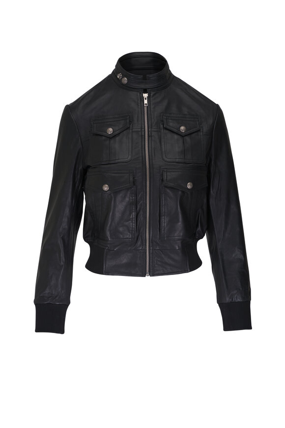 R13 - Shrunken Zip-Up Leather Jacket 