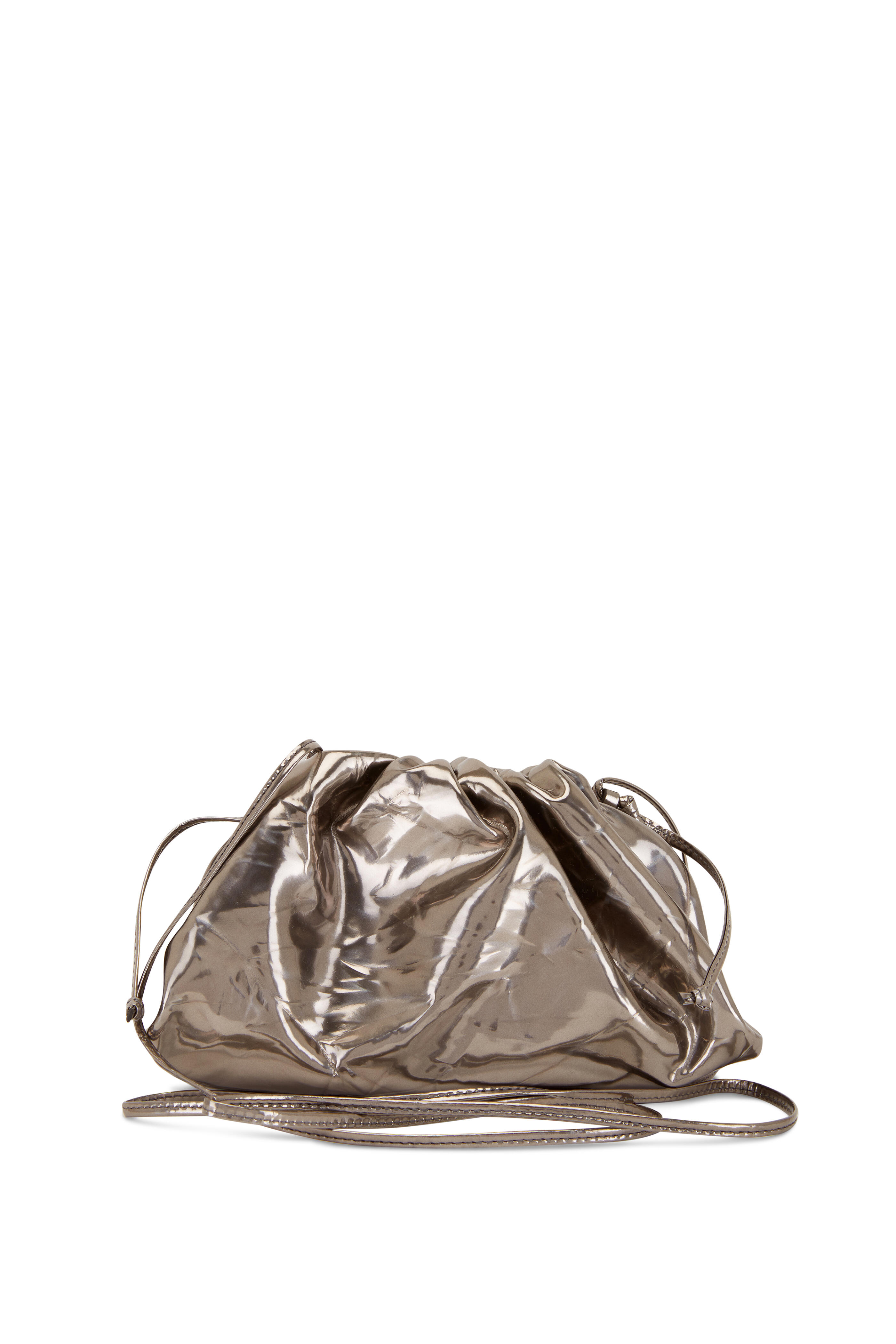 Cassette Small Metallic Leather Shoulder Bag in Silver - Bottega Veneta